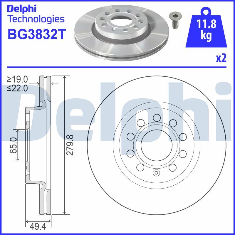 Delphi BG3832T - Тормозной диск www.autospares.lv