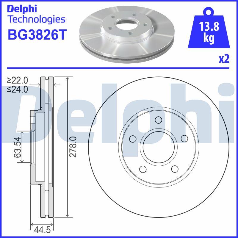 Delphi BG3826T - Тормозной диск www.autospares.lv