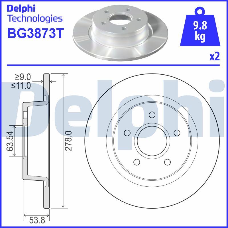 Delphi BG3873T - Bremžu diski autospares.lv