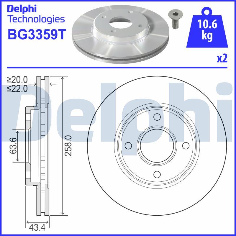 Delphi BG3359T - Bremžu diski www.autospares.lv