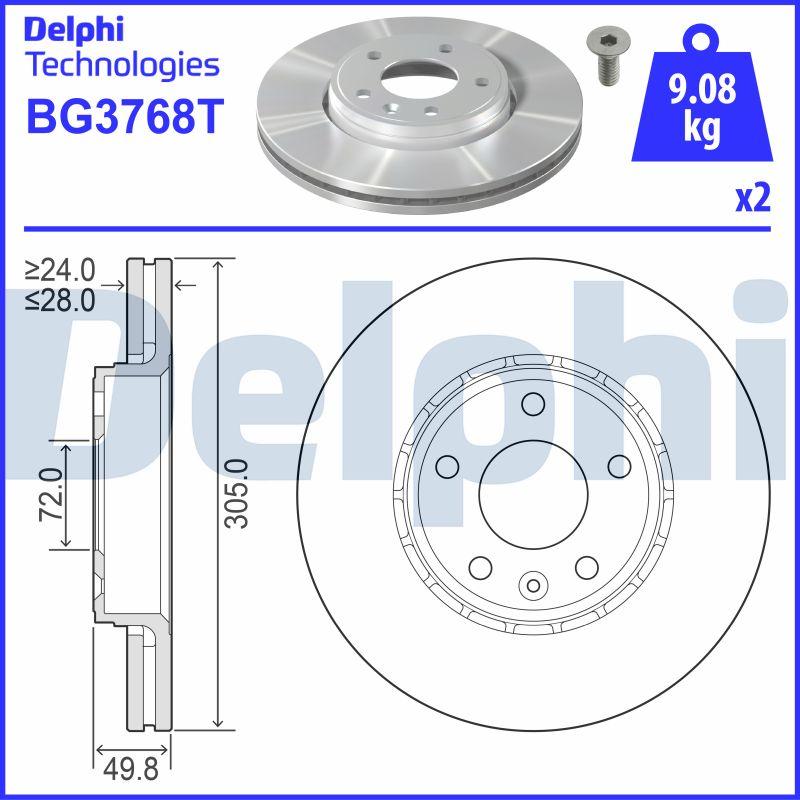 Delphi BG3768T - Brake Disc www.autospares.lv