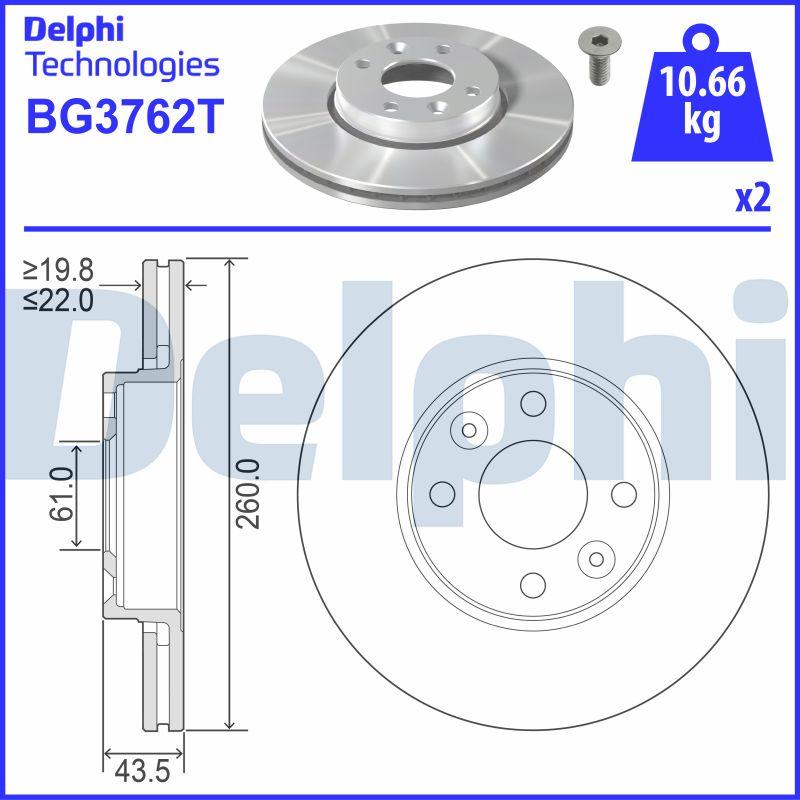 Delphi BG3762T - Bremžu diski www.autospares.lv