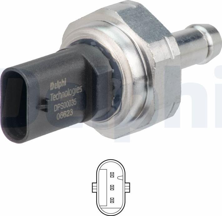 Delphi DPS00035-12B1 - Devējs, Izplūdes gāzu spiediens www.autospares.lv