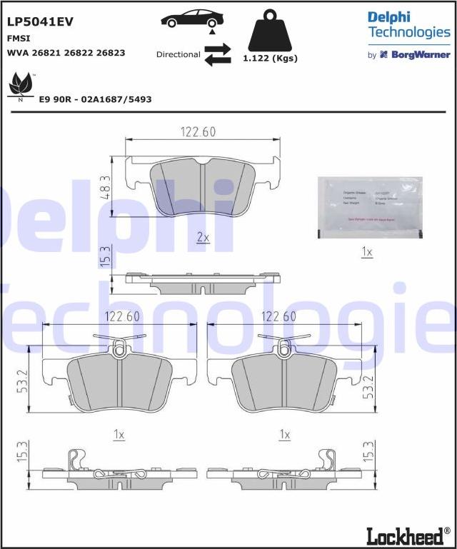 Delphi LP5041EV - Bremžu uzliku kompl., Disku bremzes www.autospares.lv