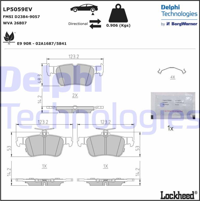 Delphi LP5059EV - Bremžu uzliku kompl., Disku bremzes www.autospares.lv