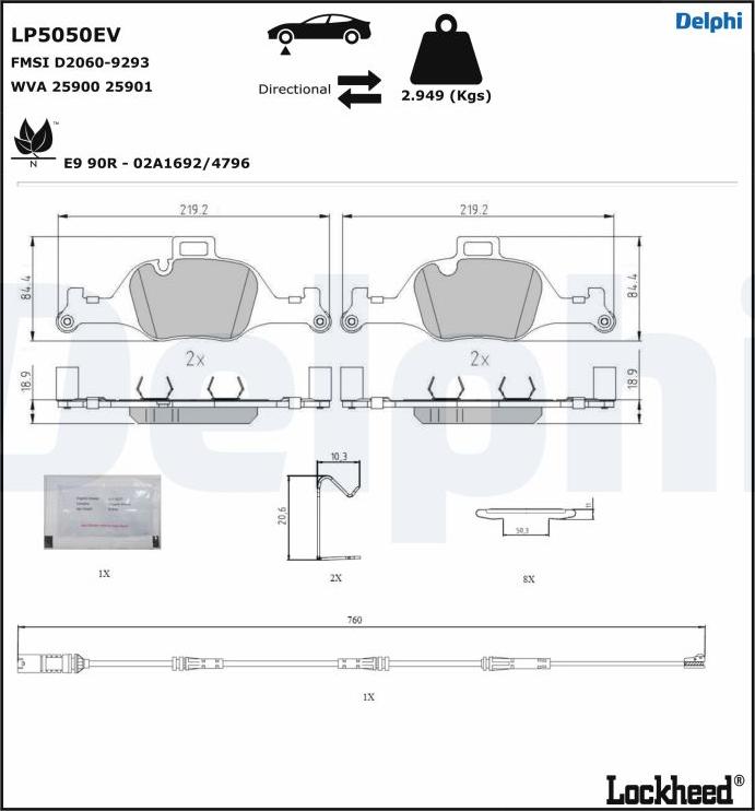 Delphi LP5050EV - Bremžu uzliku kompl., Disku bremzes www.autospares.lv