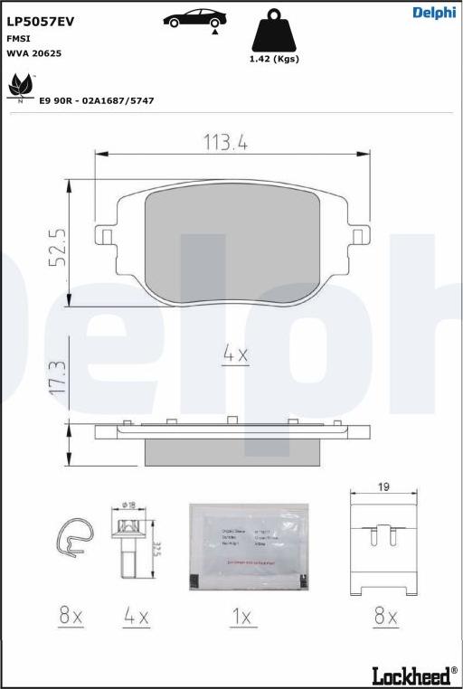 Delphi LP5057EV - Bremžu uzliku kompl., Disku bremzes www.autospares.lv