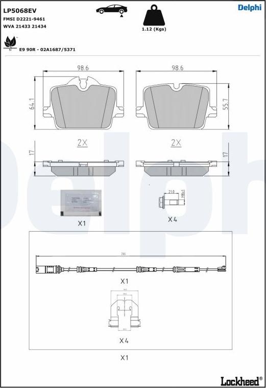 Delphi LP5068EV - Bremžu uzliku kompl., Disku bremzes www.autospares.lv