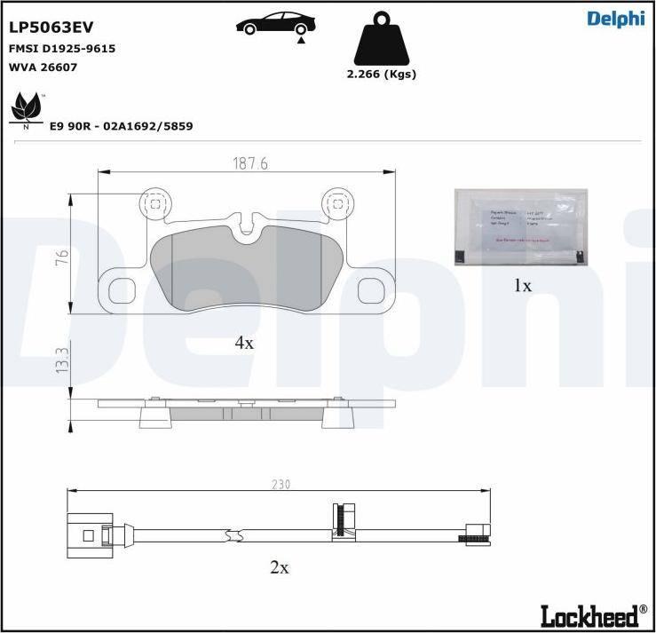 Delphi LP5063EV - Bremžu uzliku kompl., Disku bremzes www.autospares.lv