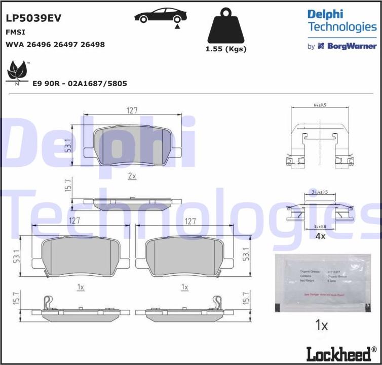 Delphi LP5039EV - Bremžu uzliku kompl., Disku bremzes www.autospares.lv