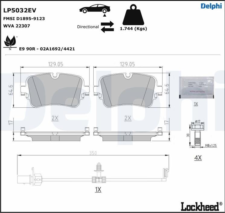 Delphi LP5032EV - Bremžu uzliku kompl., Disku bremzes www.autospares.lv