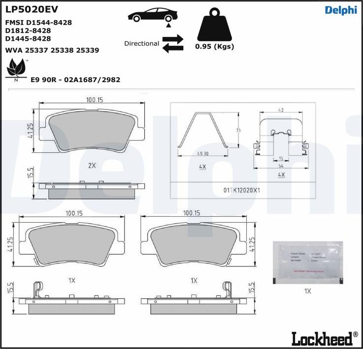 Delphi LP5020EV - Bremžu uzliku kompl., Disku bremzes www.autospares.lv