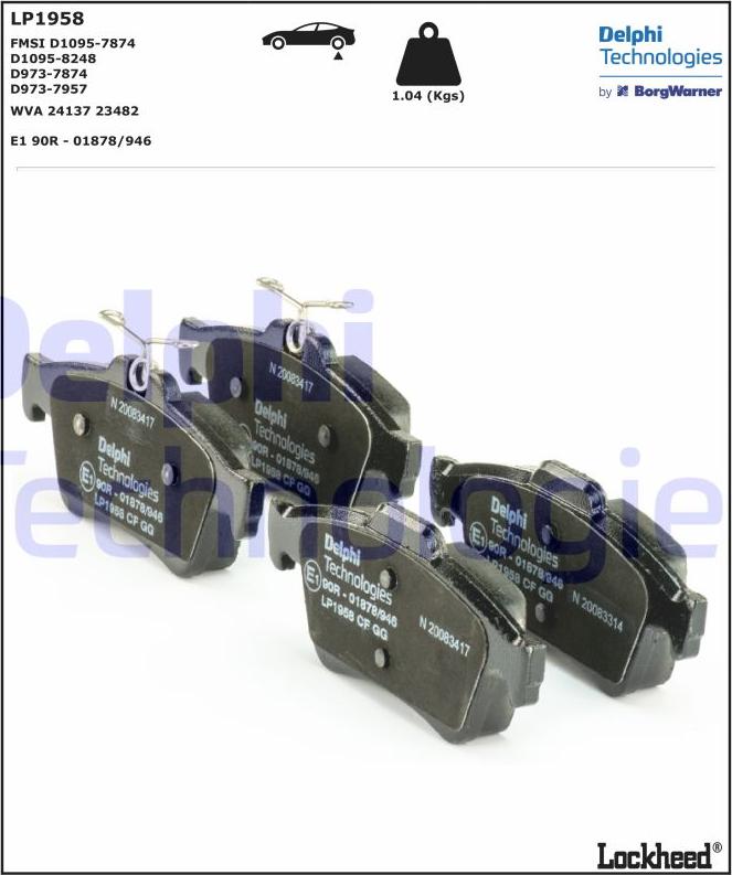 Delphi LP1958 - Brake Pad Set, disc brake www.autospares.lv