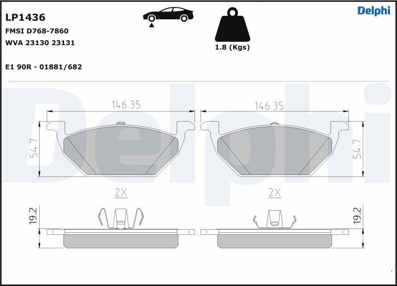 Delphi LP1436-17B1 - Bremžu uzliku kompl., Disku bremzes www.autospares.lv