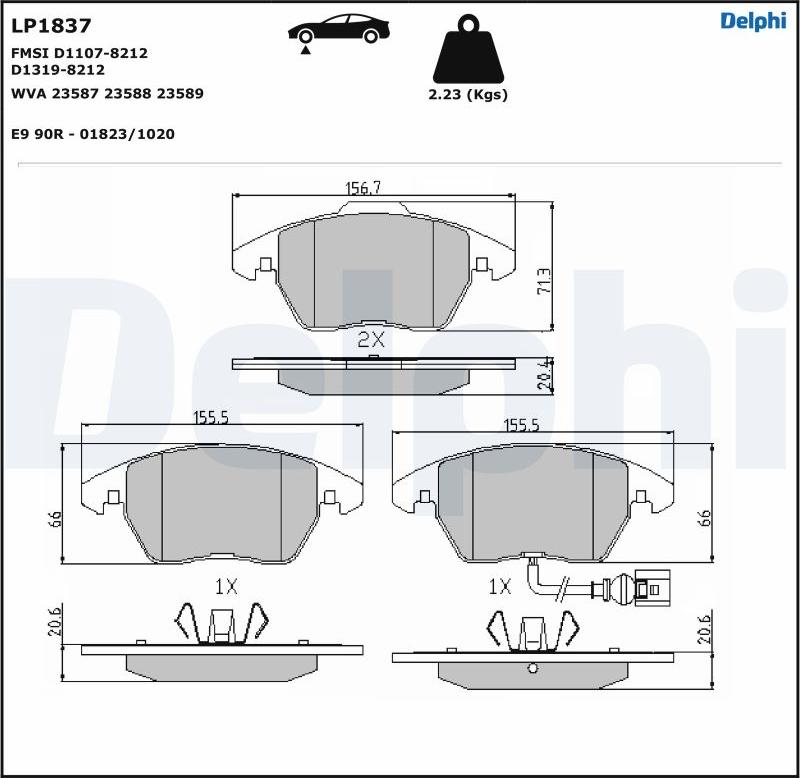 Delphi LP1837-17B1 - Bremžu uzliku kompl., Disku bremzes www.autospares.lv