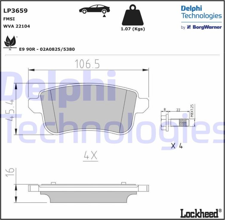 Delphi LP3659 - Bremžu uzliku kompl., Disku bremzes autospares.lv