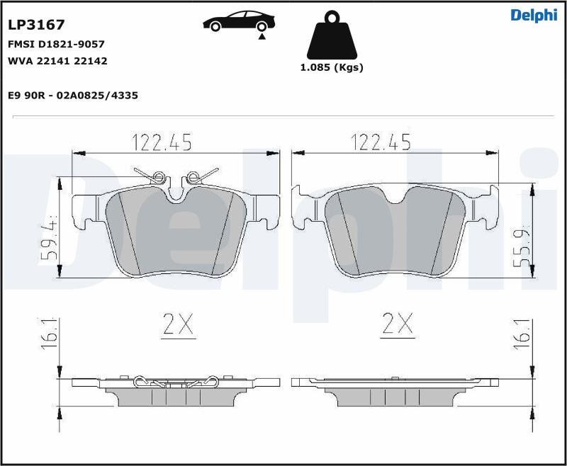 Delphi LP3167-17B1 - Bremžu uzliku kompl., Disku bremzes www.autospares.lv