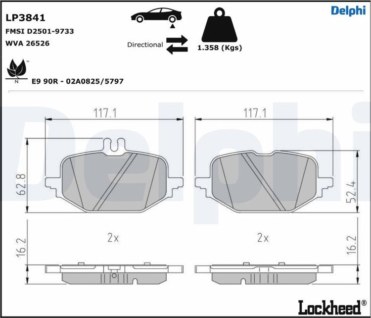 Delphi LP3841 - Bremžu uzliku kompl., Disku bremzes www.autospares.lv