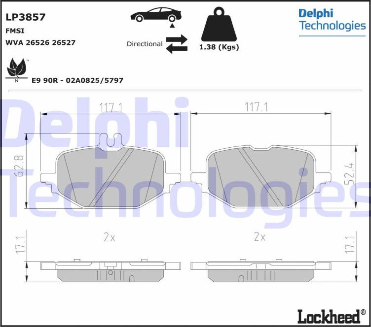 Delphi LP3857 - Bremžu uzliku kompl., Disku bremzes www.autospares.lv