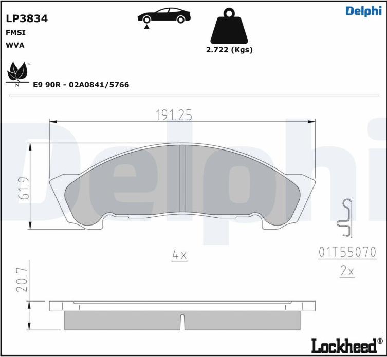 Delphi LP3834 - Bremžu uzliku kompl., Disku bremzes www.autospares.lv