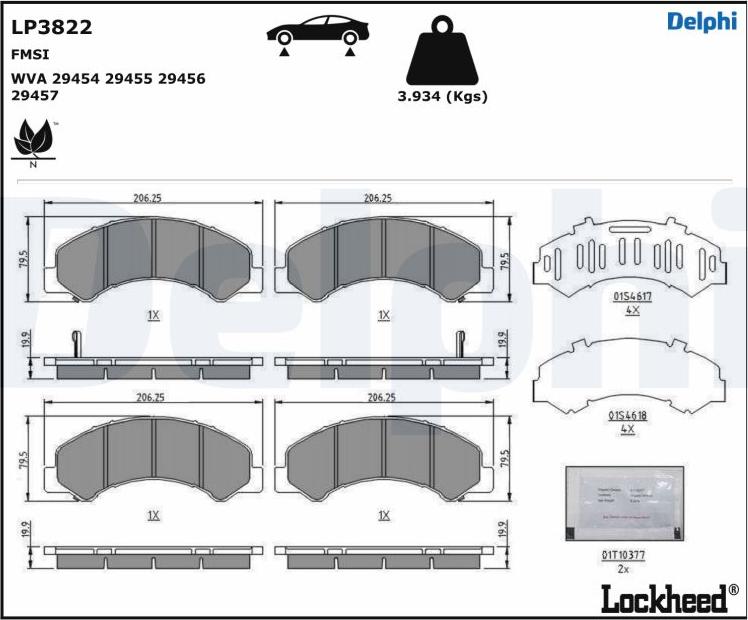 Delphi LP3822 - Bremžu uzliku kompl., Disku bremzes www.autospares.lv