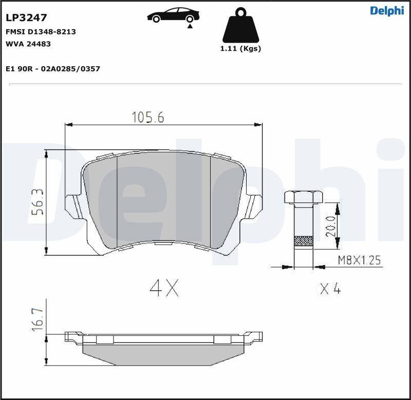 Delphi LP3247-17B1 - Bremžu uzliku kompl., Disku bremzes www.autospares.lv