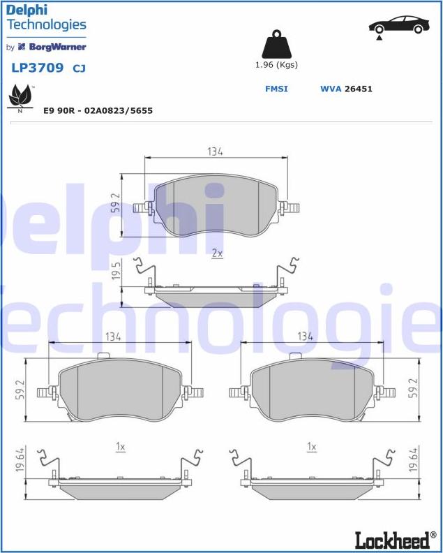 Delphi LP3709 - Bremžu uzliku kompl., Disku bremzes www.autospares.lv