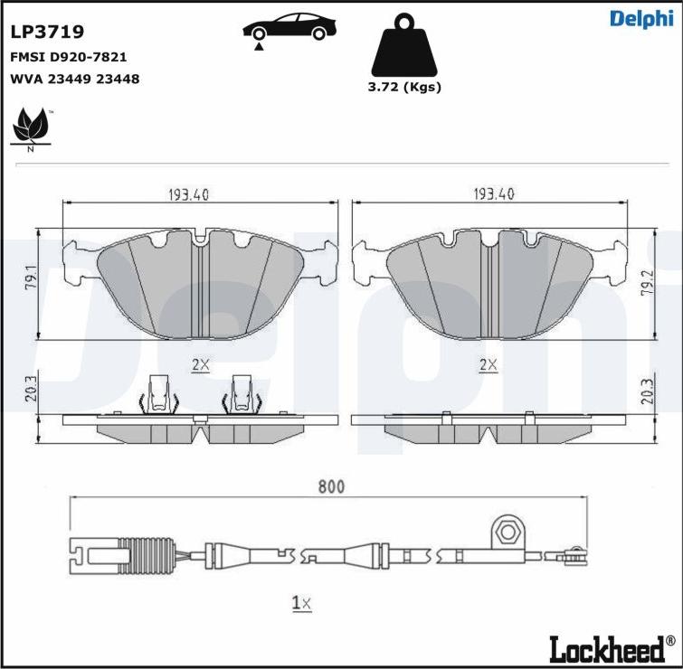 Delphi LP3719 - Bremžu uzliku kompl., Disku bremzes www.autospares.lv