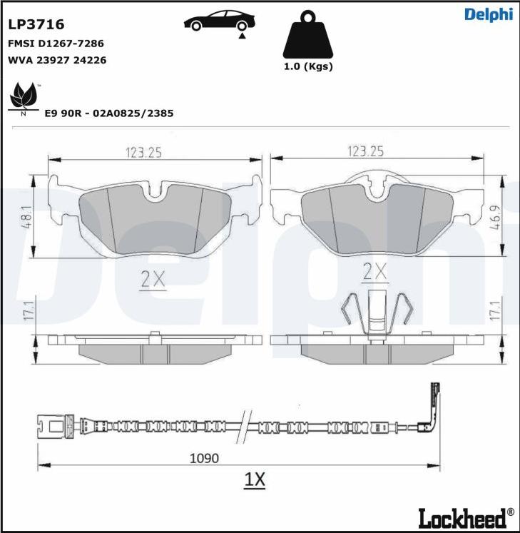 Delphi LP3716 - Bremžu uzliku kompl., Disku bremzes www.autospares.lv