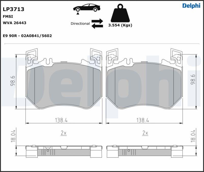 Delphi LP3713 - Bremžu uzliku kompl., Disku bremzes www.autospares.lv