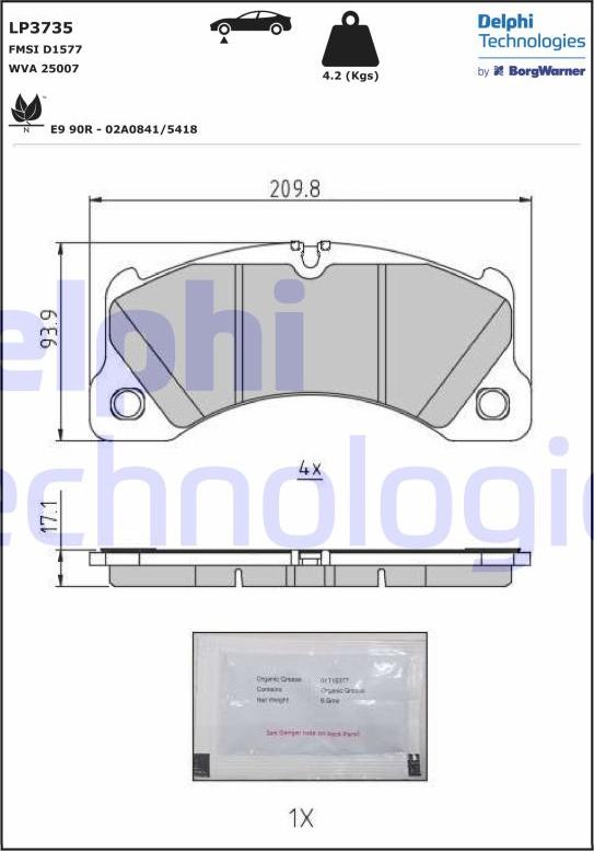 Delphi LP3735 - Bremžu uzliku kompl., Disku bremzes www.autospares.lv