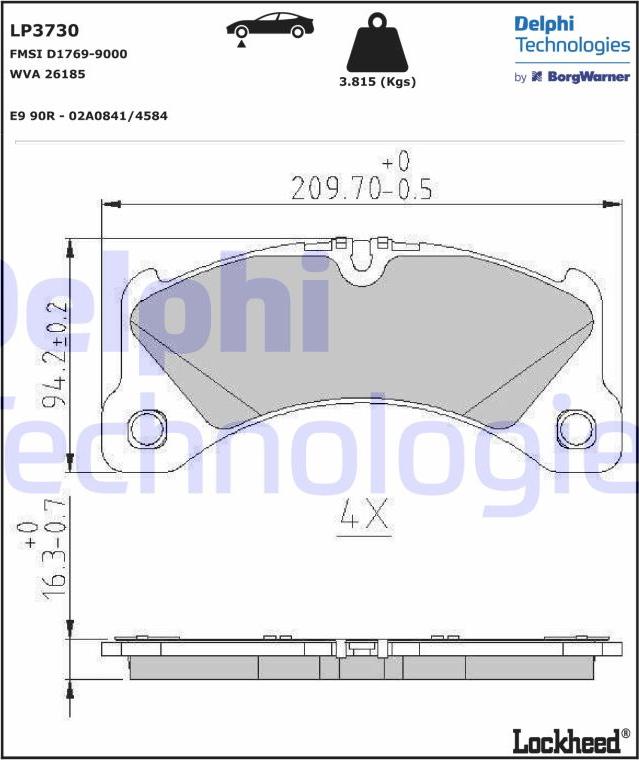 Delphi LP3730 - Bremžu uzliku kompl., Disku bremzes www.autospares.lv