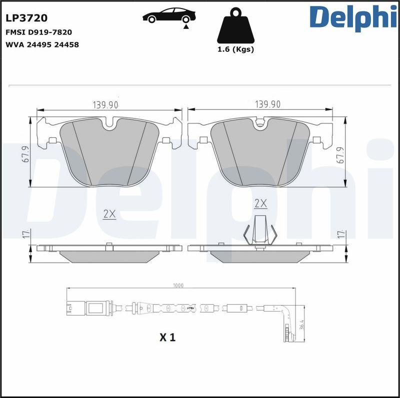 Delphi LP3720 - Bremžu uzliku kompl., Disku bremzes www.autospares.lv