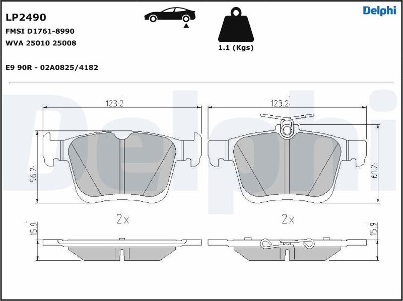 Delphi LP2490-17B1 - Bremžu uzliku kompl., Disku bremzes www.autospares.lv