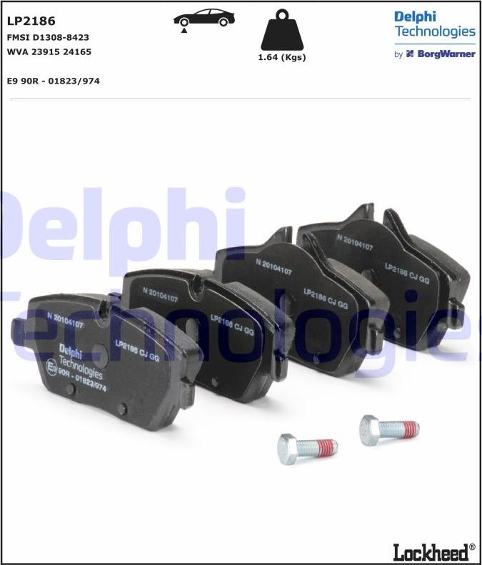 Delphi LP2186-18B1 - Bremžu uzliku kompl., Disku bremzes www.autospares.lv