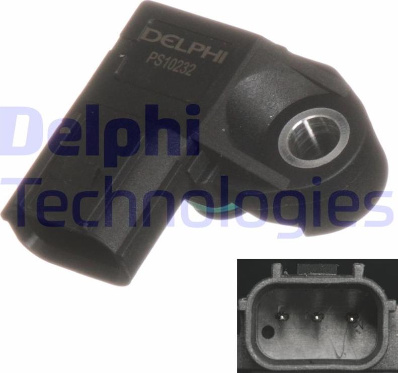 Delphi PS10232-12B1 - Devējs, Spiediens ieplūdes traktā www.autospares.lv