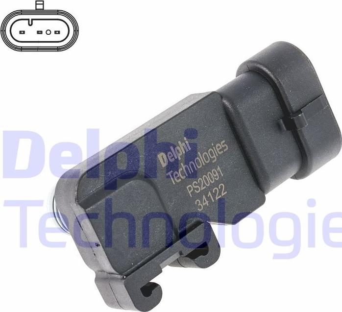 Delphi PS20091-12B1 - Devējs, Spiediens ieplūdes traktā www.autospares.lv