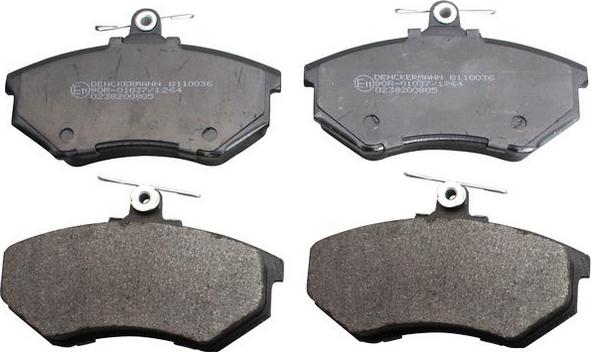 Denckermann B110036 - Тормозные колодки, дисковые, комплект www.autospares.lv