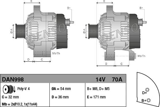 Denso DAN998 - Генератор www.autospares.lv