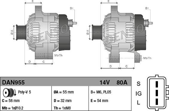 Denso DAN955 - Ģenerators www.autospares.lv