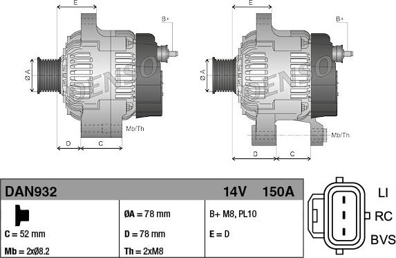 Denso DAN932 - Генератор www.autospares.lv