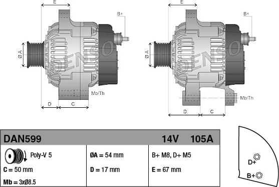 Denso DAN599 - Генератор www.autospares.lv