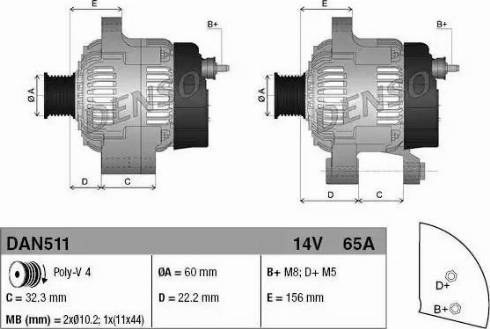 Denso DAN511 - Ģenerators www.autospares.lv