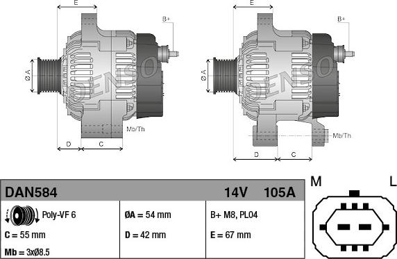 Denso DAN584 - Alternator www.autospares.lv