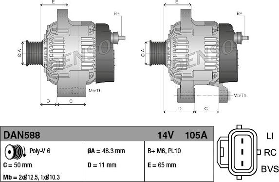 Denso DAN588 - Ģenerators autospares.lv