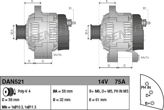 Denso DAN521 - Ģenerators www.autospares.lv