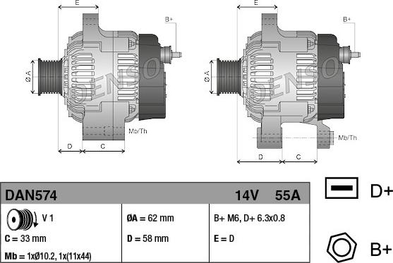 Denso DAN574 - Генератор www.autospares.lv