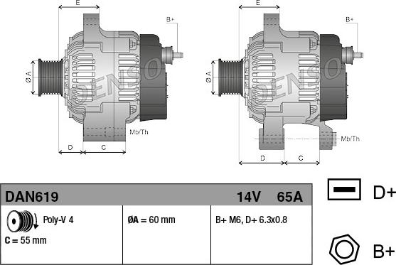 Denso DAN619 - Генератор www.autospares.lv