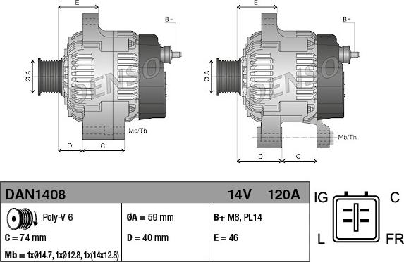 Denso DAN1408 - Ģenerators autospares.lv