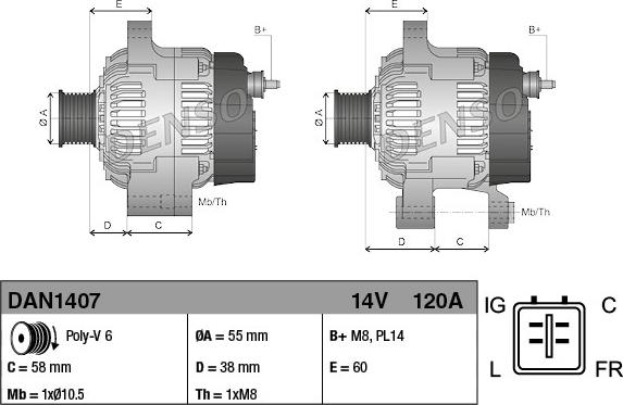 Denso DAN1407 - Ģenerators www.autospares.lv